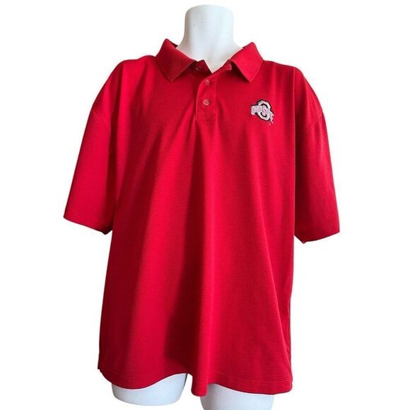 Mens XL Ohio State Embroidered Logo Red Golf Polo Shirt Pro Player - Picture 1 of 3